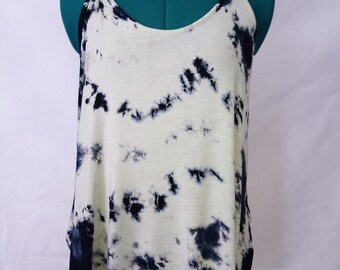 Blue and white tie dye top