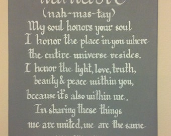 Namasté Handwritten Calligraphy Gray & White Canvas
