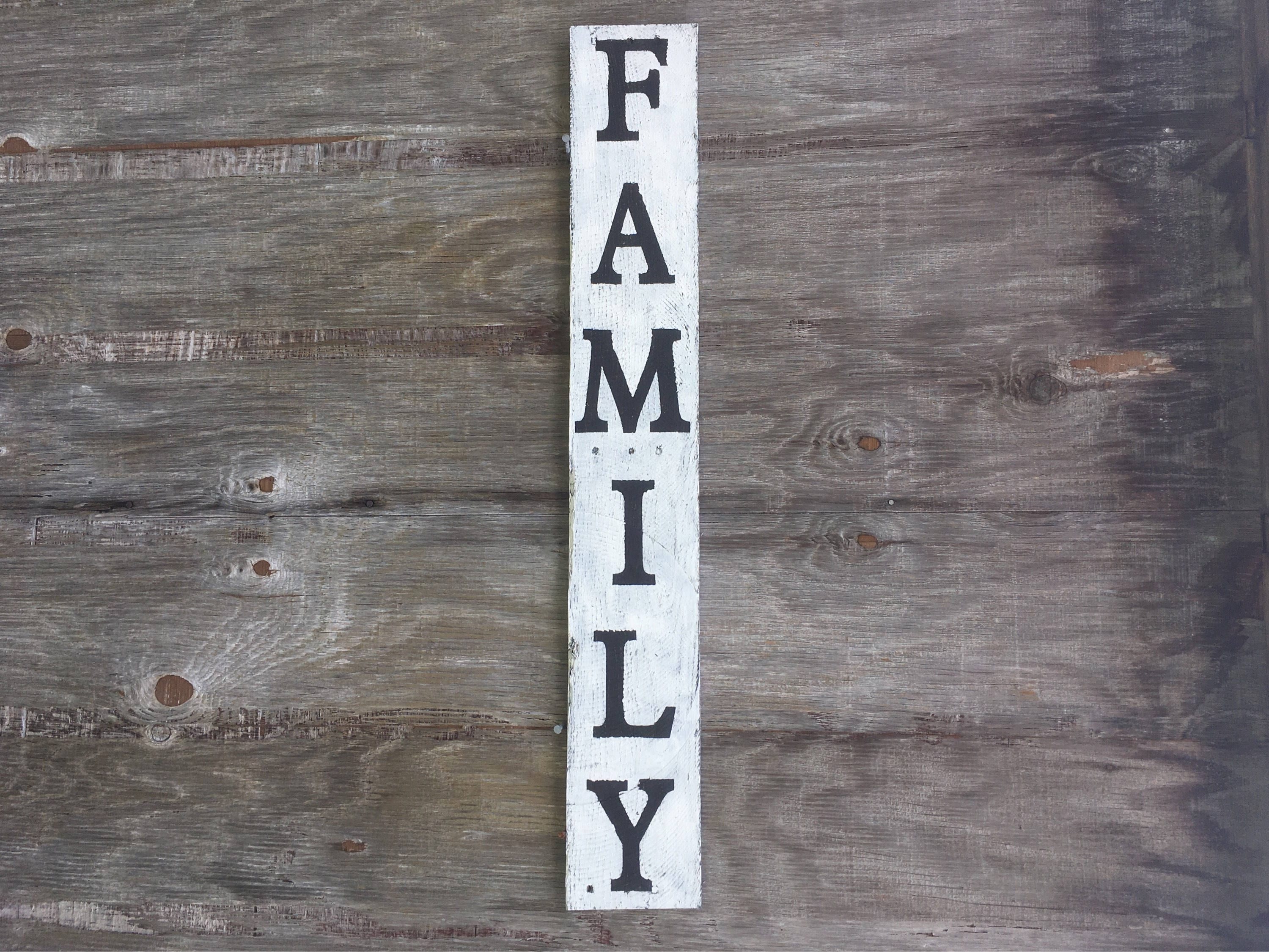 Vertical Family Sign Rustic Wood Sign Farmhouse Black and