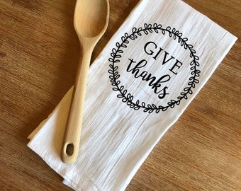 Give Thanks Kitchen Towel - Linen - Floursack