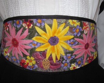 One of a Kind Original Art One Of A Kind (OOAK) Floral Cummerbund Cumberbun Cumberbund