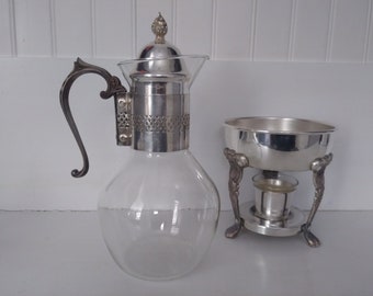Vintage coffee carafe by Sheridan Silver Plated with warming stand and a candle - mid century coffee carafe pot