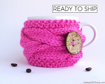 Valentine Coffee Cozy, Coffee Mug Cozy, Coffee Cup Cozy, Tea Cozy, Coffee Sleeve, Coffee Cup Sleeve, Neon Pink, Tea Gifts, Coffee Gifts