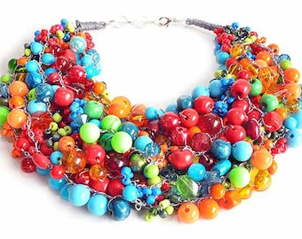 kama4you 2330 multicolor necklace crocheted