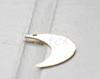 2 Pieces / Gold Plated / Real Gold / Moon / Crescent / Charm (C3593//K662)