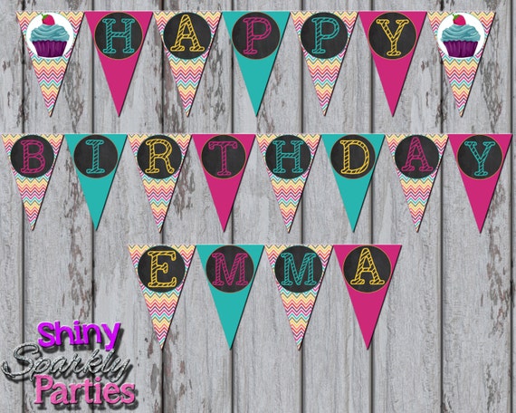 printable cupcake party banner cupcake pendant banner