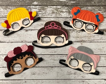 LOL Doll Inspired Masks Kids Masks Kids Costumes Doll Mask L.O.L Doll Birthday Halloween Party Favor Dress Up Pretend Play Doll Costume