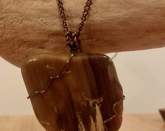 Petrified Wood Wire Wrapped Pendant