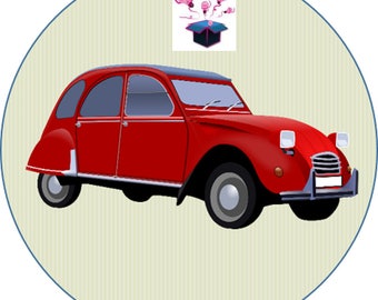 1 cabochon clear 25 mm 2cv car theme