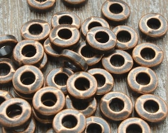Copper Washers, Copper Beads, Copper Spacer Beads, Loose Beads. Heishi Beads, Bead Supply, 6mm Beads, 6mm Copper Washers, Pack of 50