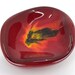 Vintage Canadian Art Pottery Pin Trinket Dish Ashtray Red Glaze Starburst Swirl Center 4in 1970s unsigned