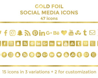 Gold Social Media Icons Buttons Website Icons Gold Foil Blog Icons Gold Social Media Icons Social Media Graphics Twitter