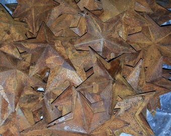 Lot of 100 Rusty 2.25" (2-1/4") Country Stars, 3D, Rusted, Hole for Hanging, Metal Craft Supply, Crafting Barn Stars