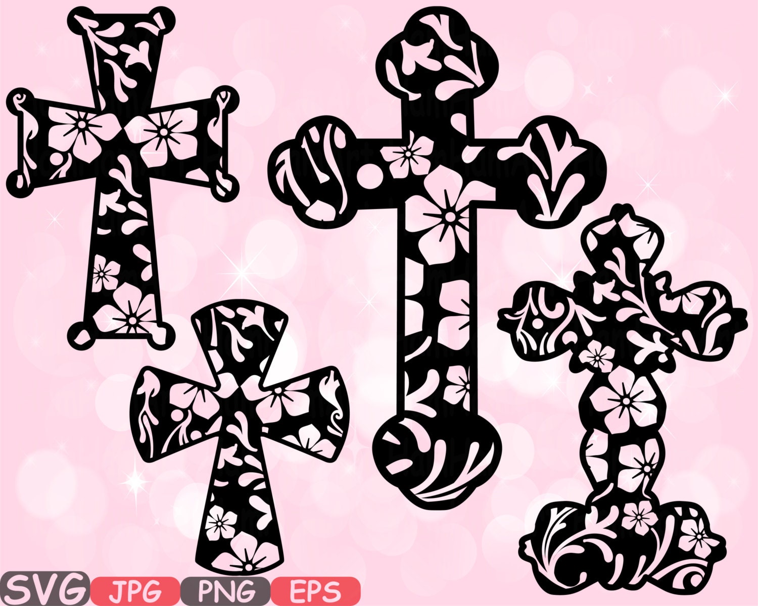 Christian Cross SVG Silhouette Cutting Files Jesus Cross