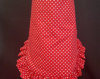 Red Apron Dress with White Polka Dots