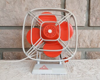Vintage fan - Vintage desk fan - Orange fan - Antique fan - Retro fan - Electric fan - Old fan - Small fan - Wall fan Standing fan Table fan