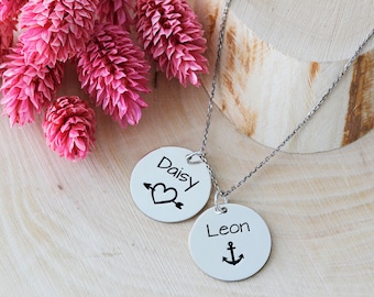 Couple Names Necklace, Custom Necklace, Name Necklace, Love Necklace, Family Necklace, Symbol Necklace, Silver Necklace, Gold, Rose, Gift