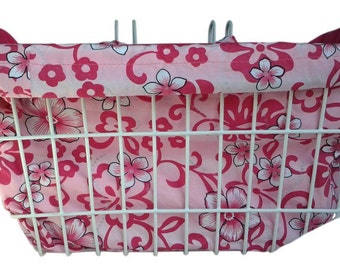 Cool Bike Basket Liner Pink Hibiscus