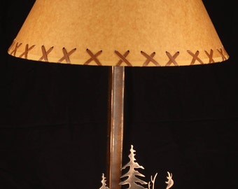 FREE SHIPPING: 16"Oilcraft Laced Shade. Lodge, Log Cabin, Rustic, Deer, Moose, Bear, Elk, Tree lamp.