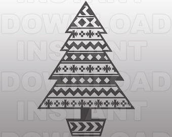 Christmas Tree SVG File,Aztec Pattern SVG -Commercial & Personal Use- svg for Cricut,svg for Silhouette,vector svg,svg cutting file,Vinyl
