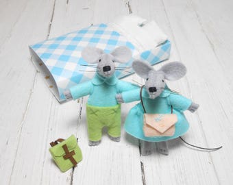 Mice family mouse in a matchbox felted mouse stuffed animals felt animals hand made doll mice miniature mouse felt kit
