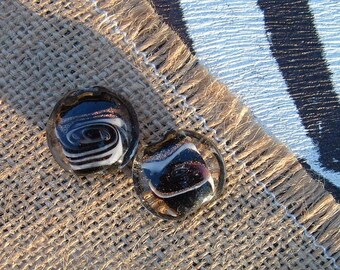 Pearl round flat 20 mm black MURANO style