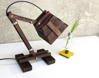 Wooden Lamp, Steampunk Lighting, Adjustable Lamp, Reading Lamp, Wooden Lighting, Office Lamp, Desk Lamp, Table Lamp, Bedside Lamp, Kran XI