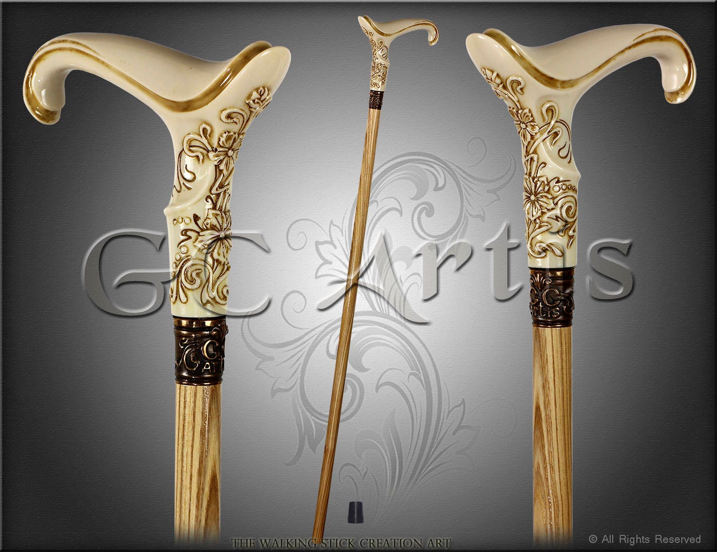 Elegant Fashion Ladies Female Ivory Color Walking Stick Cane 7029