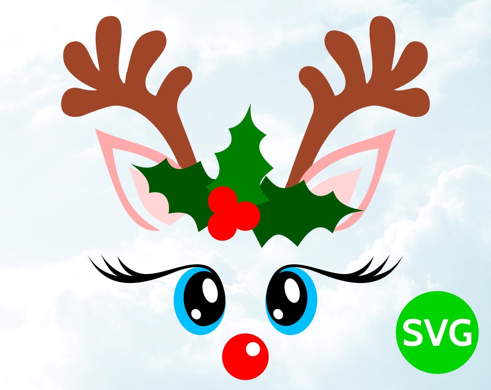 Download Reindeer Face SVG - Christmas SVG Reindeer Head with ...