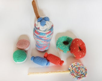 Amigurumi/food/Sweets/For baby/Children/Candy/lollipop/play/donut/Crochet cake/Toy/Sweet/Kitchen/game/Chocolate/Dessert/handmade/Cake