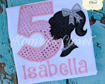 Doll Silhouette Appliqued Birthday Shirt