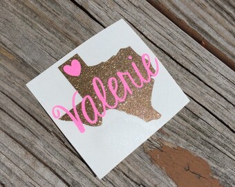 Glitter Personalized State Decal | Home Vinyl Decal | Personalized Vinyl Decal | Yeti Cup Decal | Car Decal | Personalized Sticker