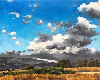 California Landscape Oil Painting - 18x24 - Carpinteria Bluffs painting by Sharon Schock