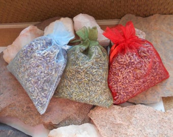 Lavender Sachets/3 Pack Lavender Sachets/Dried Herbs/Dried Lavender/Bedtime Sachets/Bath and Beauty Sachets/Drawer Sachets/Bathroom Decor