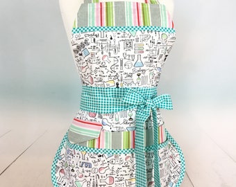 Chemistry Teacher Sassy Vendor Apron, Full Apron with Bib, 6/8 pockets, also great for Sewing, Farmers Market, Gardening, Cleaning