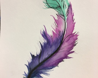 Peacock Feather Print of Original Watercolor Painting