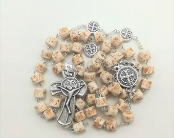 Catholic rosary, medjugorje stone beads rosary, st benedict rosary, mens rosary, rosario catolicos, saint benedict medals, rcia gifts