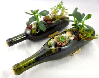 Nice sliced Wine bottle! Planters,weddings,Holidays! Great Gifts, partys Graduation, Birthday, Mothers day