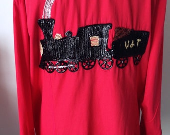 Cowboy, glitter, Vintage train shirt