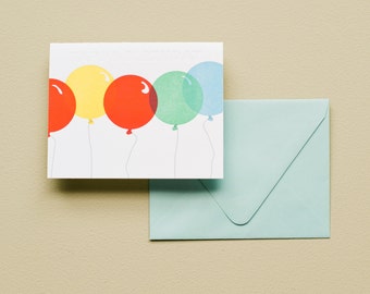 Letterpress Card - Birthday Balloons