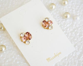 Crystal Swarovski Elements Earrings - Pink