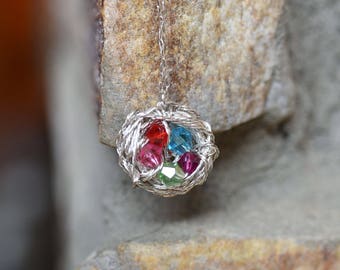 Silver Bird's Nest Necklace