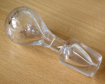 Antique Blown Glass Stopper..Etched Design