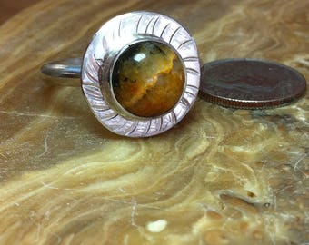 R49-11, Crazy Lace Agate ring, Sterling Silver ring