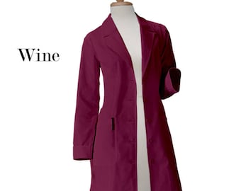 Free Shipping Gestures Women Lab Coat 36 inch Multi Pockets & Colors, Monogrammed Lab Coat, Customize Lab coat, Black Coat, Pink Coat, Women