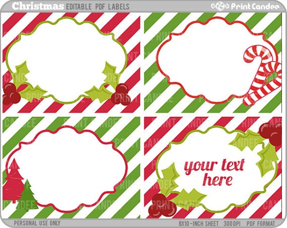 Rectangle Editable Pdf 8x10 Christmas Labels No. 235