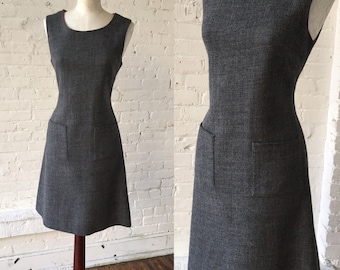 1960s Gay Gibson Wool Gray Vintage Mod Dress