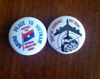 Peace In Vietnam Genuine Imitation Anti-War Button Set