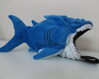 Shark Rock Climbing Chalk Bag made from a child's plush toy