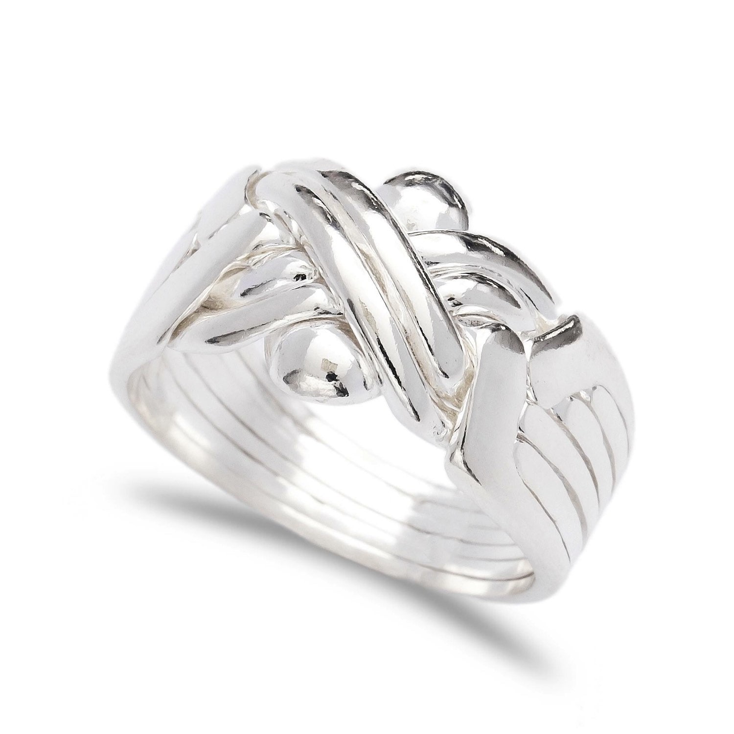 925k silver handmade 6 band puzzle ring